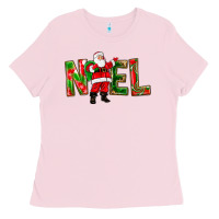Bubblegum Pink Noel Santa Ladies Tee - NancyCooperArtShop