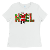 White Noel Santa Ladies Tee - NancyCooperArtShop