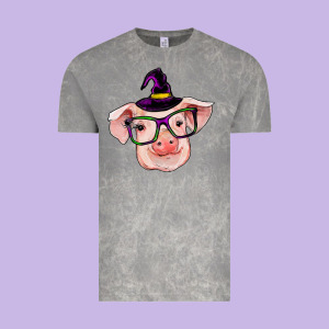 Pig With Halloween Vintage Tee Designed By Ranaportraitstore