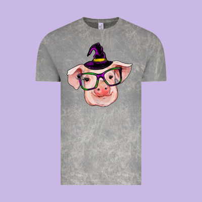 Pig With Halloween Vintage Tee Designed By Ranaportraitstore