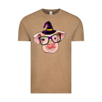Vintage Coffee pig with halloween Vintage Tee - RanaPortraitStore