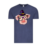 Vintage Denim pig with halloween Vintage Tee - RanaPortraitStore