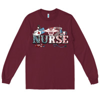 Burgundy American Nurse 4th of july Long Sleeve Tee - HowdyJamesFarm