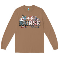 Toasted Coconut American Nurse 4th of july Long Sleeve Tee - HowdyJamesFarm
