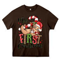 Chocolate Brown my first christmas cute christmas sloth Heavy Core Tee - MaliasSmallBusiness
