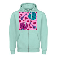 Seafoam valentines day lock and key seamless pattern Zipper Hoodie - BundleAndBundleShop