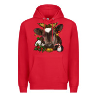 Red christmas baby cow Premium Hoodie - RanaPortraitStore