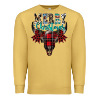 Antique Gold merry christmas bull skull Premium Sweatshirt - CowhideDigitalArt