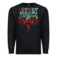 Black merry christmas bull skull Premium Sweatshirt - CowhideDigitalArt