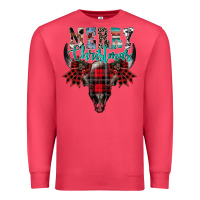 Cardinal merry christmas bull skull Premium Sweatshirt - CowhideDigitalArt