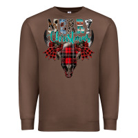 Chestnut merry christmas bull skull Premium Sweatshirt - CowhideDigitalArt