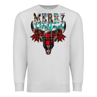 Dove Grey merry christmas bull skull Premium Sweatshirt - CowhideDigitalArt