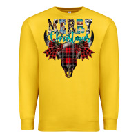 Lemon merry christmas bull skull Premium Sweatshirt - CowhideDigitalArt