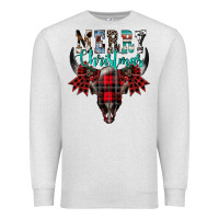 Oatmeal Heather merry christmas bull skull Premium Sweatshirt - CowhideDigitalArt