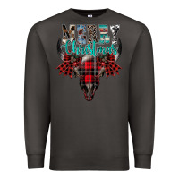 Smoke merry christmas bull skull Premium Sweatshirt - CowhideDigitalArt