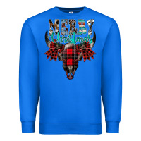 True Royal merry christmas bull skull Premium Sweatshirt - CowhideDigitalArt