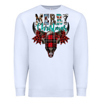 White merry christmas bull skull Premium Sweatshirt - CowhideDigitalArt
