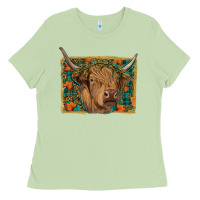 Matcha highland cow fall Ladies Tee - RanaPortraitStore