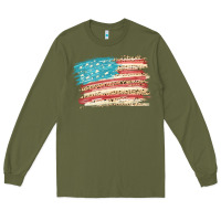 Army Green American flag with leopard Long Sleeve Tee - HowdyJamesFarm