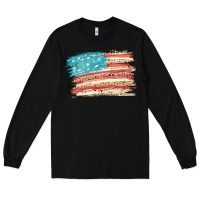 Black American flag with leopard Long Sleeve Tee - HowdyJamesFarm