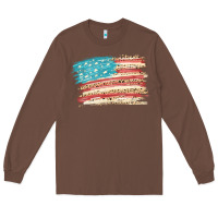Chestnut American flag with leopard Long Sleeve Tee - HowdyJamesFarm