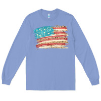Colony Blue American flag with leopard Long Sleeve Tee - HowdyJamesFarm