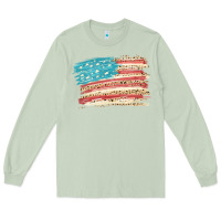 Matcha American flag with leopard Long Sleeve Tee - HowdyJamesFarm