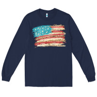 Navy American flag with leopard Long Sleeve Tee - HowdyJamesFarm
