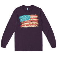 Plum American flag with leopard Long Sleeve Tee - HowdyJamesFarm