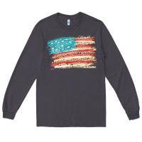 Smoke American flag with leopard Long Sleeve Tee - HowdyJamesFarm
