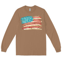 Toasted Coconut American flag with leopard Long Sleeve Tee - HowdyJamesFarm