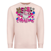 Pale Pink merry Christmas santa Premium Sweatshirt - CowhideDigitalArt