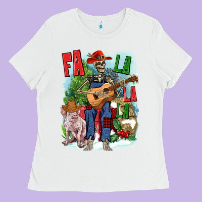 Fa La La La Skeleton Farm Ladies Tee Designed By Nancycooperartshop