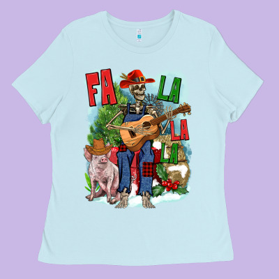 Fa La La La Skeleton Farm Ladies Tee Designed By Nancycooperartshop