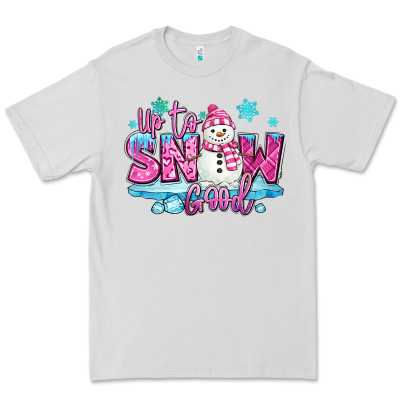 Up To Snow Good Pink Christmas Winter Snowman Premium Tee by MaliasSmallBusiness | Teevron
