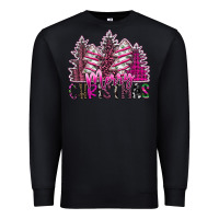 Black Merry Christmas pink  trees Premium Sweatshirt - CowhideDigitalArt