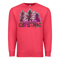 Cardinal Merry Christmas pink  trees Premium Sweatshirt - CowhideDigitalArt