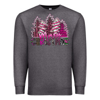 Charcoal Heather Merry Christmas pink  trees Premium Sweatshirt - CowhideDigitalArt