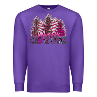 Purple Merry Christmas pink  trees Premium Sweatshirt - CowhideDigitalArt