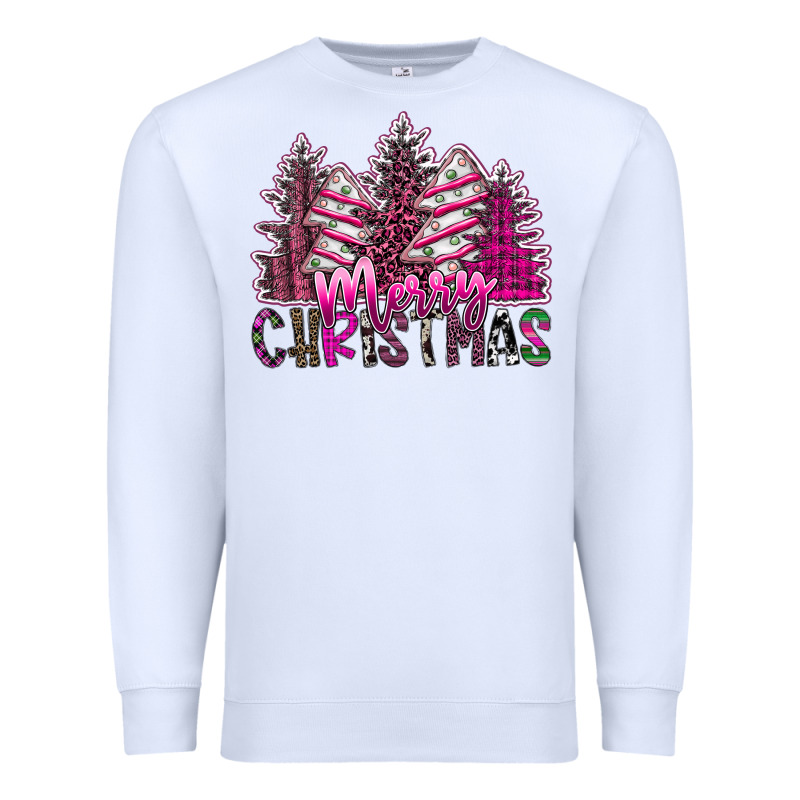 Merry Christmas Pink  Trees Premium Sweatshirt by CowhideDigitalArt | Teevron