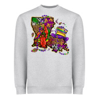 Heather Grey mardi gras louisiana map Heavyweight Sweatshirt - OliviaCreatesArt
