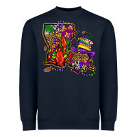 Navy mardi gras louisiana map Heavyweight Sweatshirt - OliviaCreatesArt