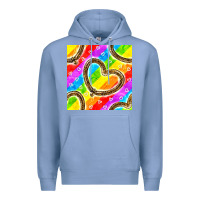 Colony Blue Pride lgbtq leopard heart balloons pattern Premium Hoodie - BundleAndBundleShop