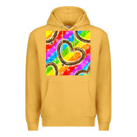 Mustard Pride lgbtq leopard heart balloons pattern Premium Hoodie - BundleAndBundleShop
