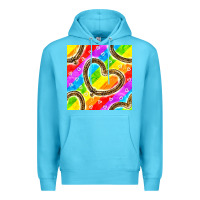 Ocean Blue Pride lgbtq leopard heart balloons pattern Premium Hoodie - BundleAndBundleShop