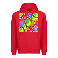 Red Pride lgbtq leopard heart balloons pattern Premium Hoodie - BundleAndBundleShop