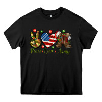 Black peace love army christmas Heavy Core Tee - NancyCooperArtShop