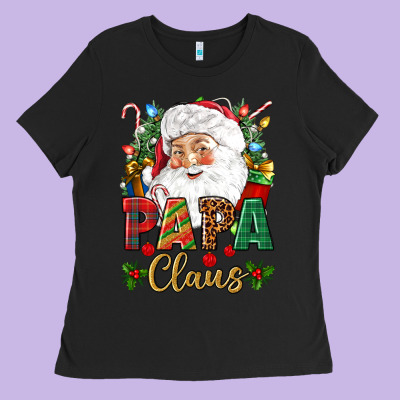 Papa Claus Christmas Ladies Tee Designed By Nancycooperartshop