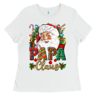 White Papa Claus Christmas Ladies Tee - NancyCooperArtShop