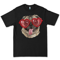 Black pug with love glasses Premium Tee - RanaPortraitStore